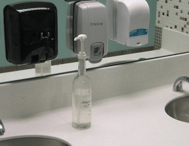 Different kinds of soap dispensers and hand sanitizers