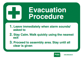 evacuation procedure message poster