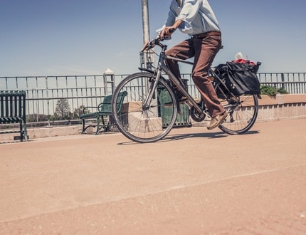 Man riding his bike