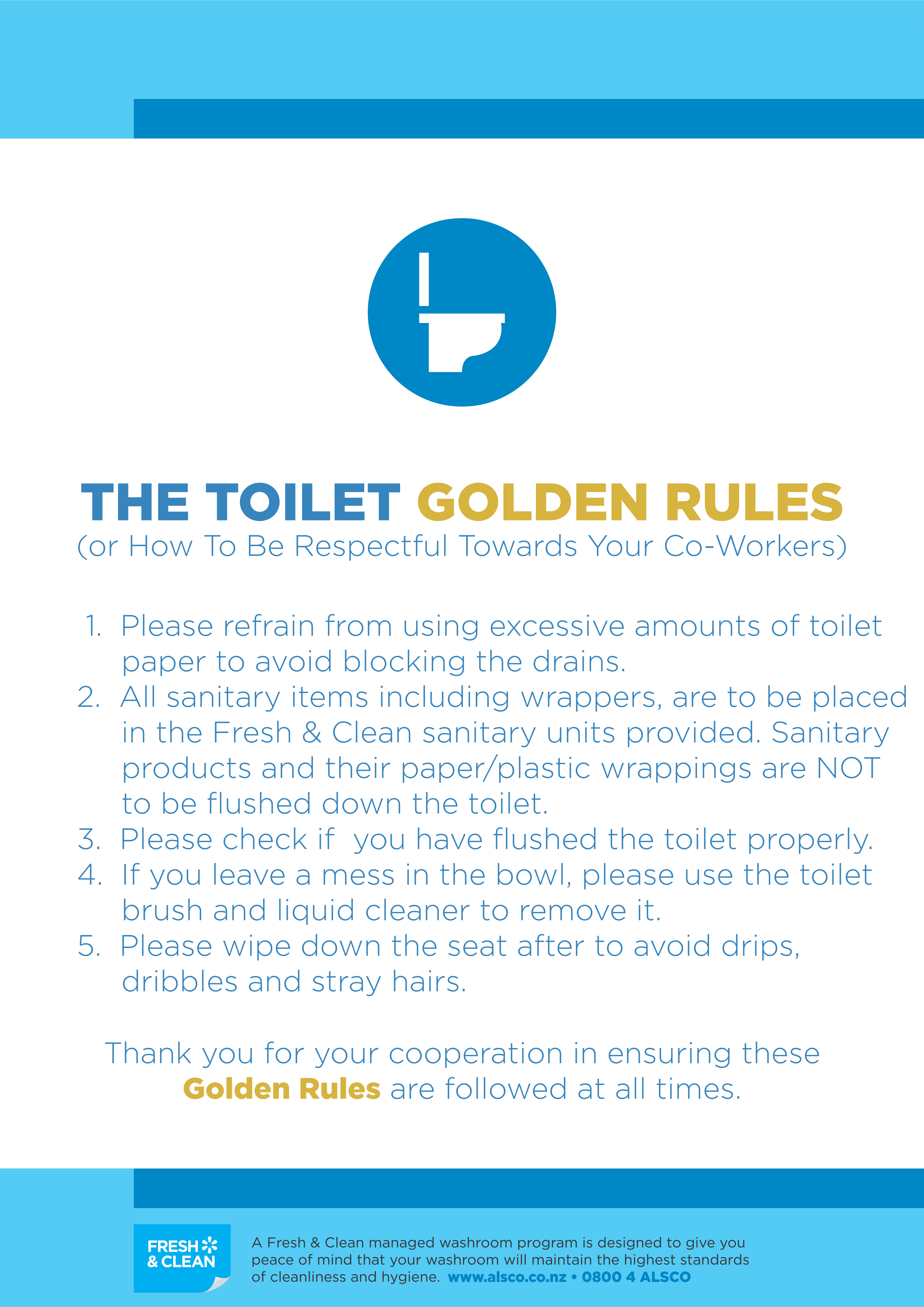 Toilet Cubicle Posters Alsco New Zealand