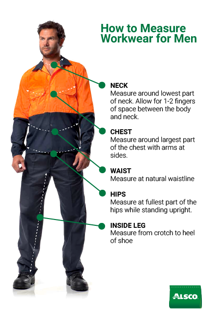 workwear measurement guide for men