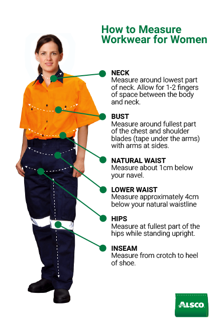 women workwear measurement guide