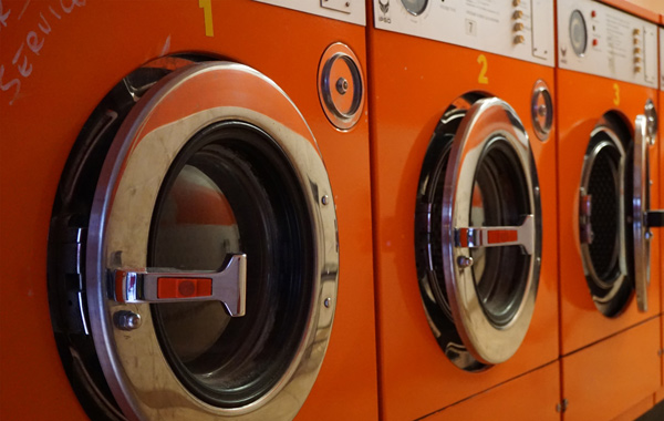 orange commercial washing machine