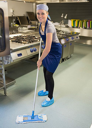 woman cleaning mop the floor
